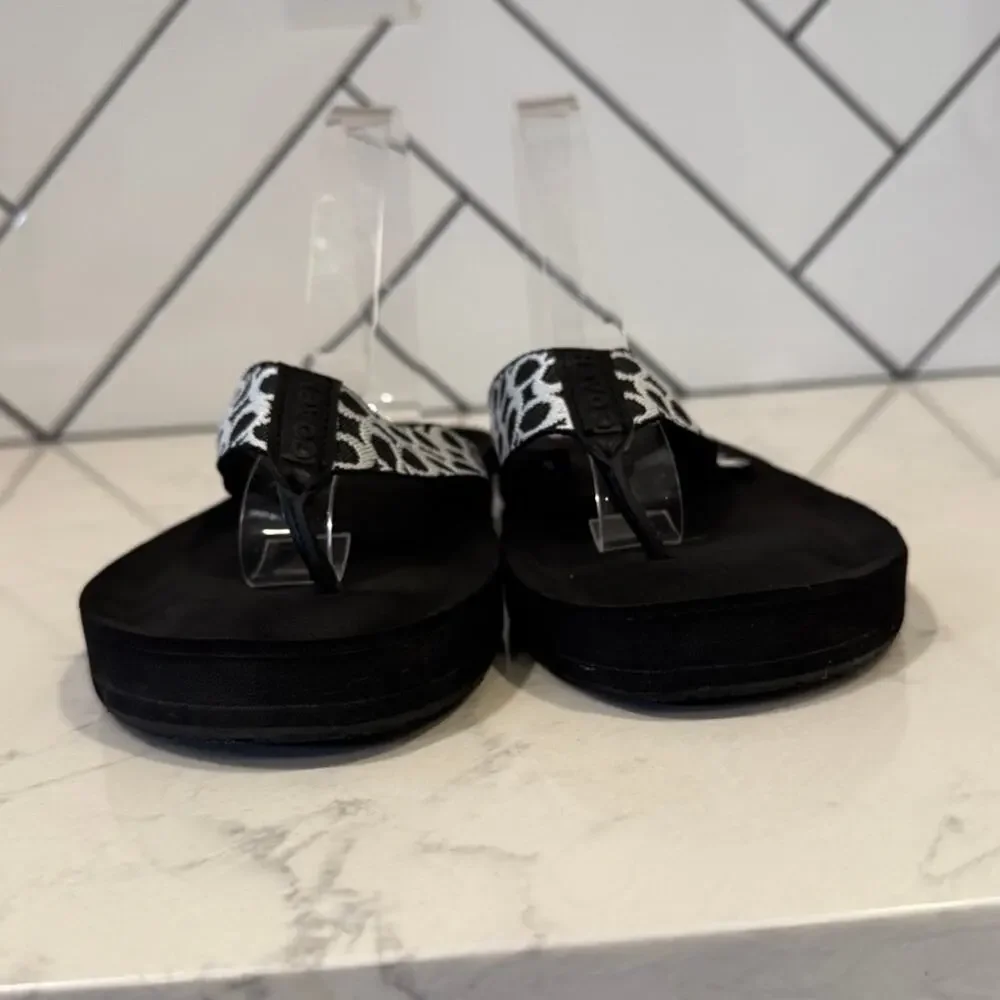 Coach Jessalyn Signature Monogram Black Flip Flops Sandals thick sole Y2K preppy - Picture 5 of 10